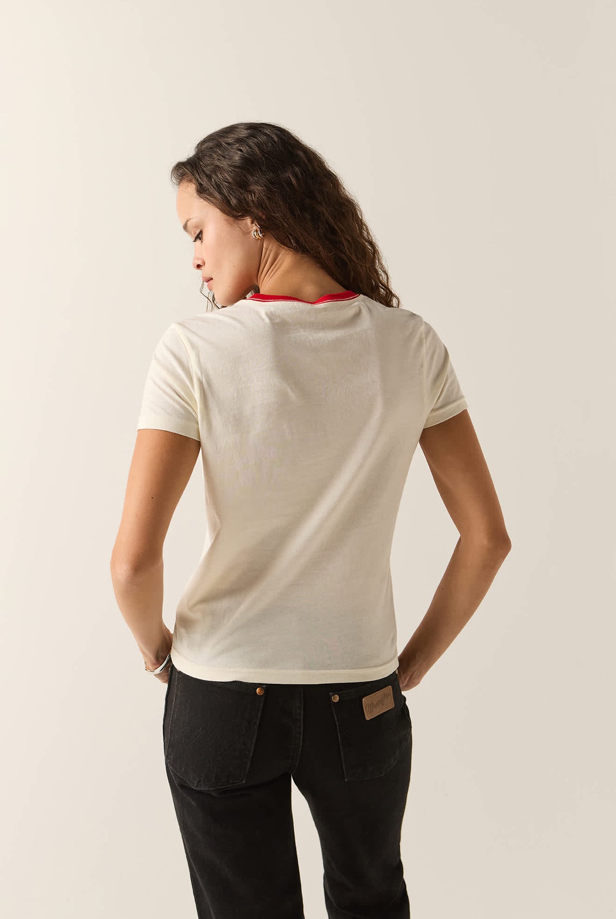 Women's Sunday Vibes Slim Crew T-Shirt in the color Off White - Women's Back View