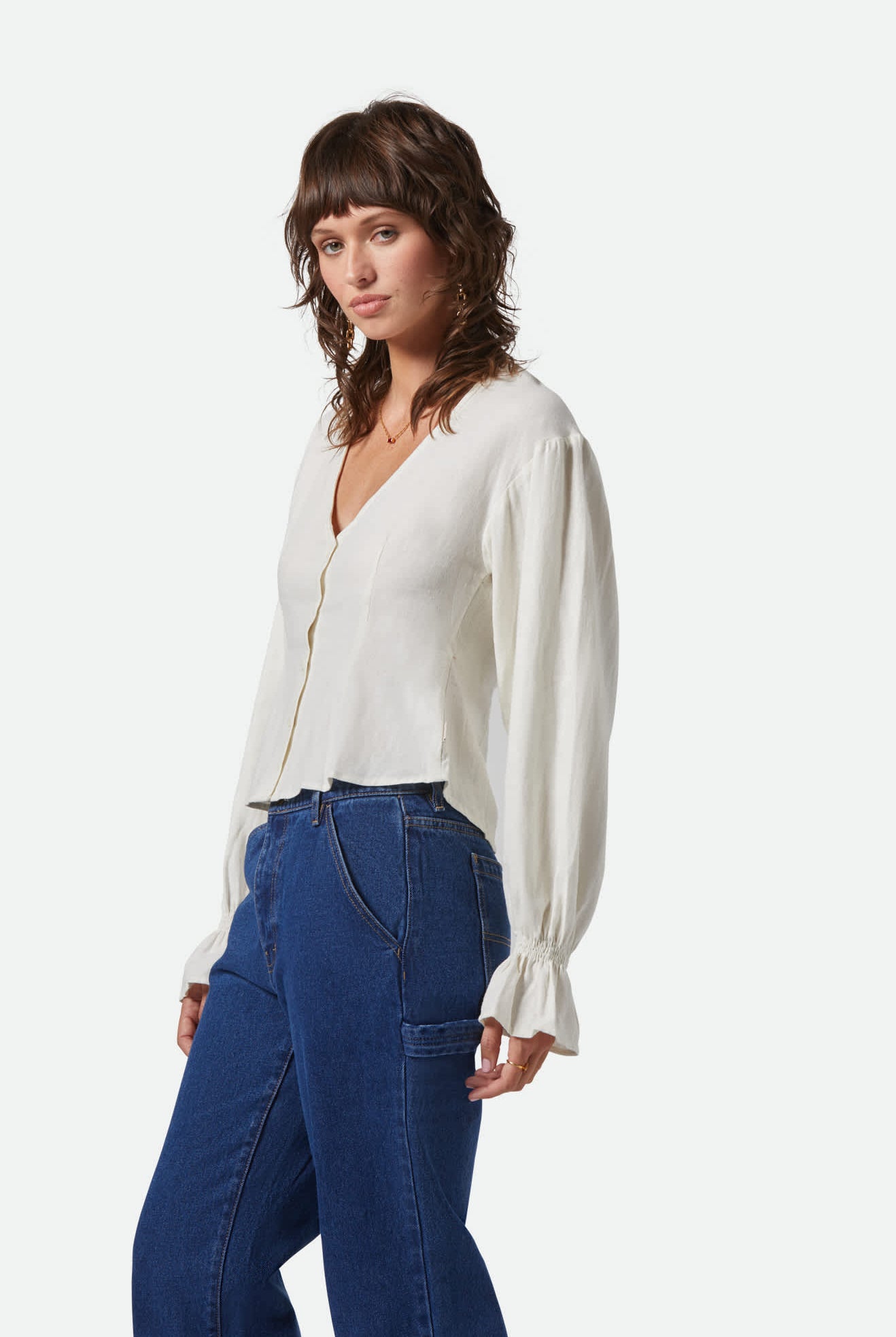Women's The Meadow Blouse in the color Off White - Women's Side View