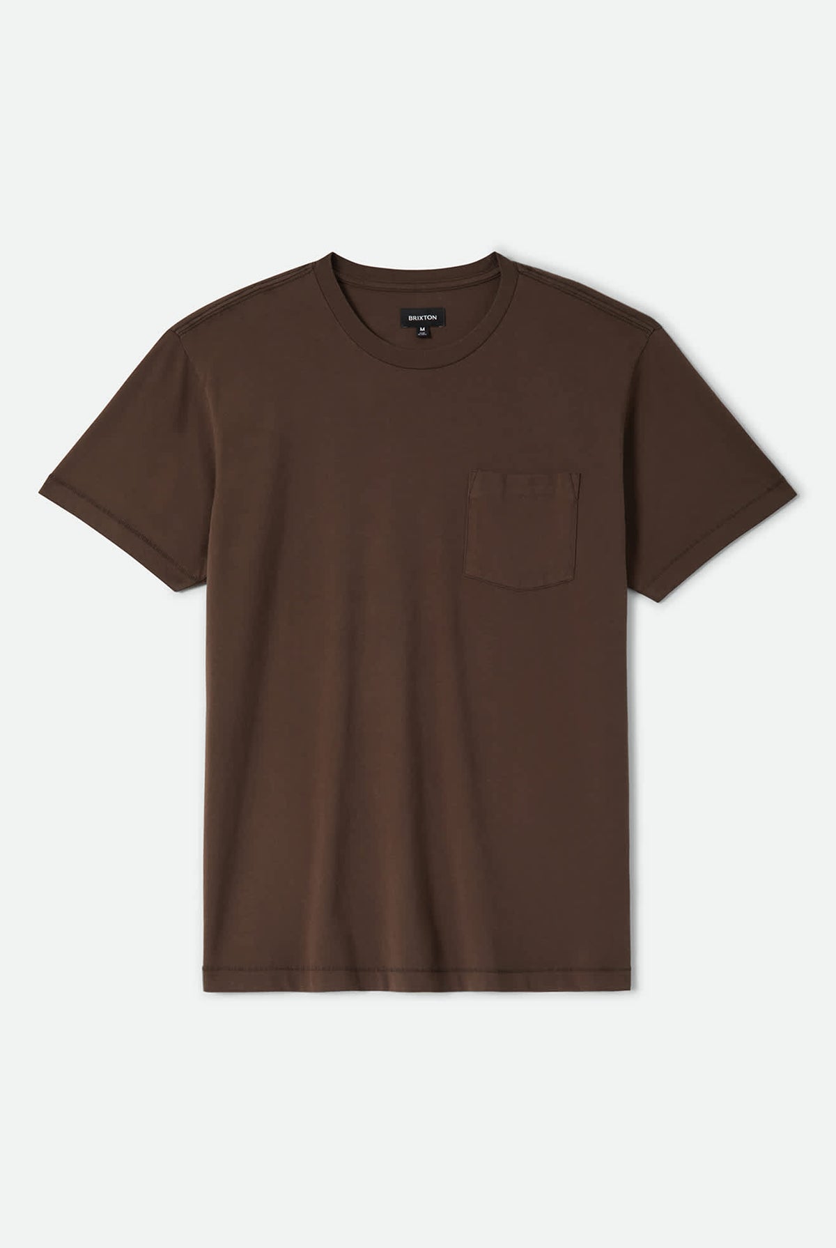 Men's Brixton Baseline Pocket T-Shirt in the color Walnut Brown Vintage Wash - Front Product Laydown Image