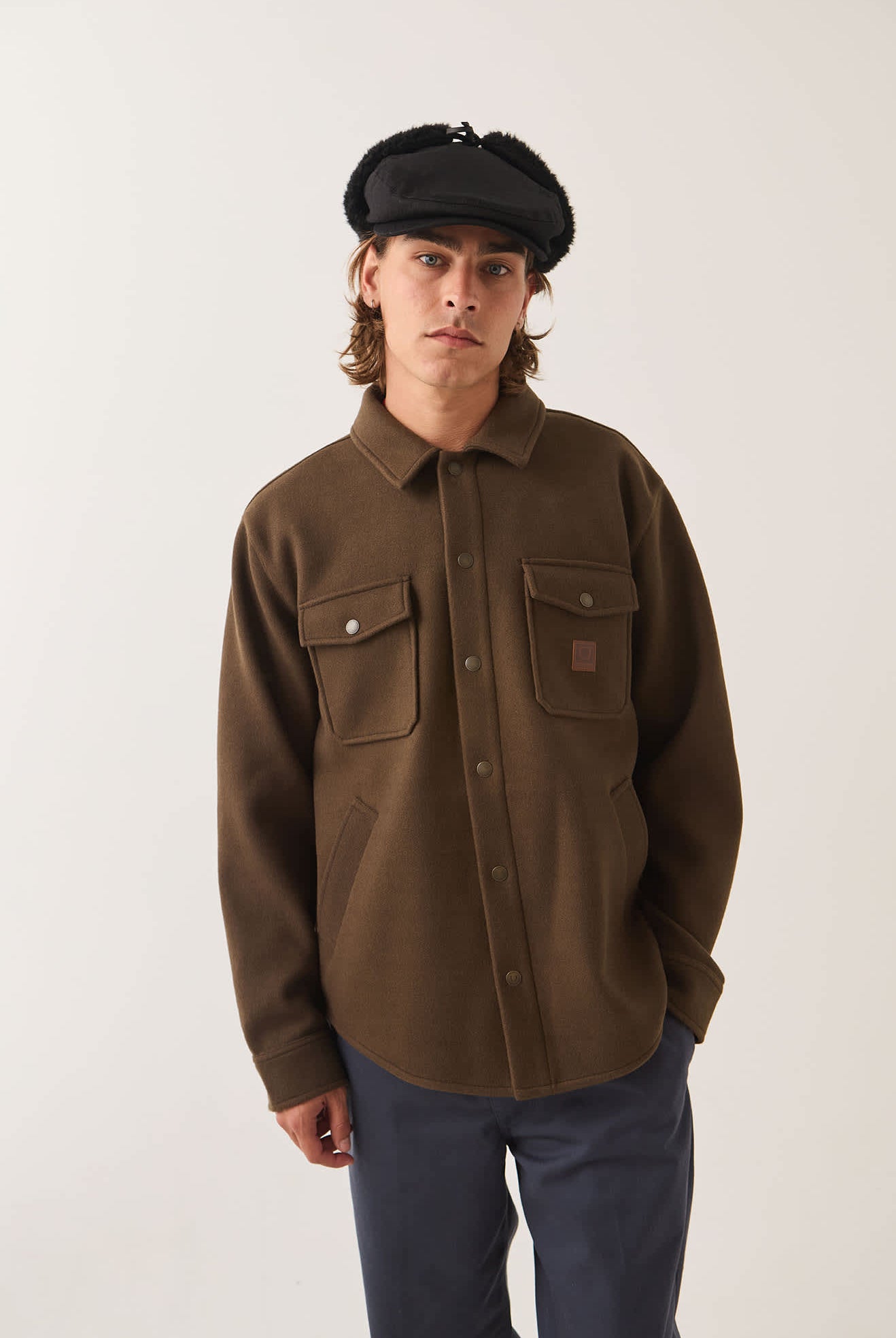Men's Durham Felted Stretch Jacket in the color Walnut Brown - Additional Fit image