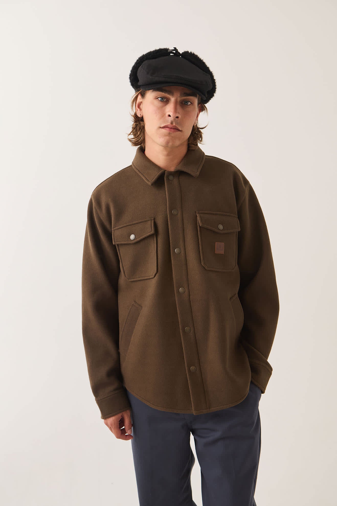 Men's Durham Felted Stretch Jacket in the color Walnut Brown - Additional Fit image