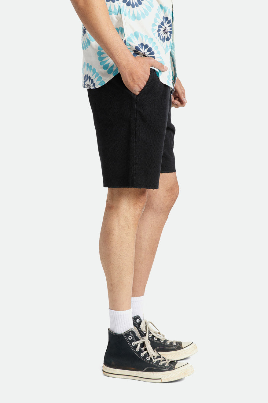 Men's Fit, Side View | Madrid II Corduroy Short 8" - Black Cord