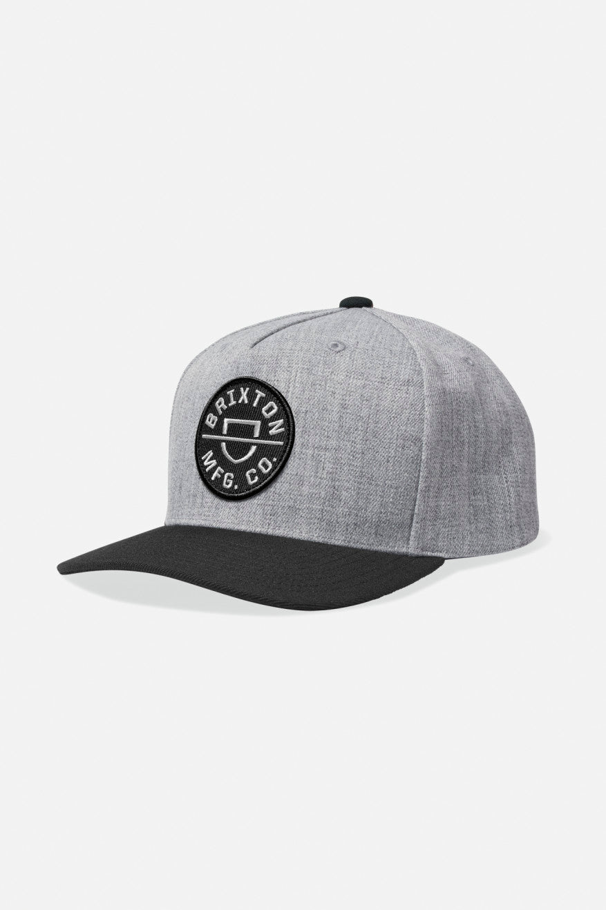 Brixton Unisex Crest Netplus Snapback - Heather Grey/Black | Main