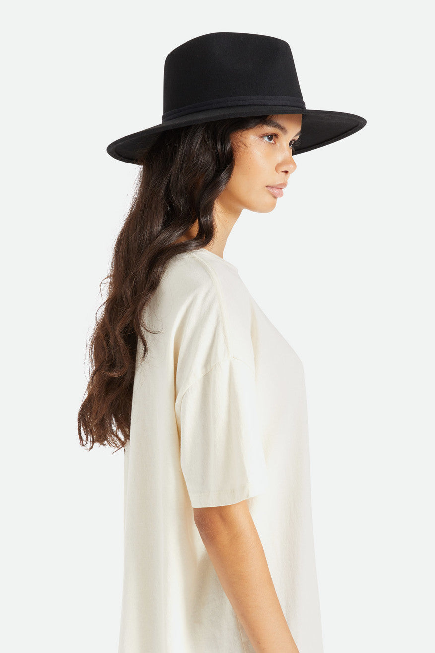 Women's Side Fit | Joanna Felt Packable Hat - Black