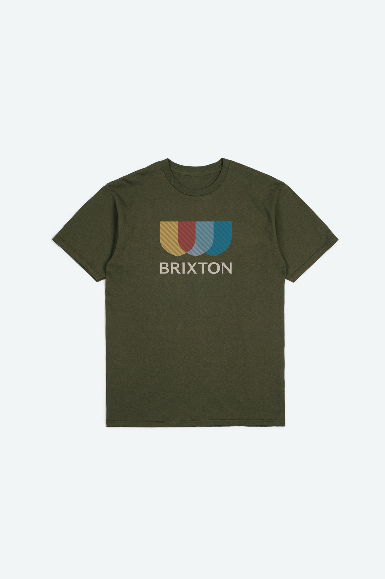 Men's Alton Stripe S/S Standard Tee - Military Olive - Front Side