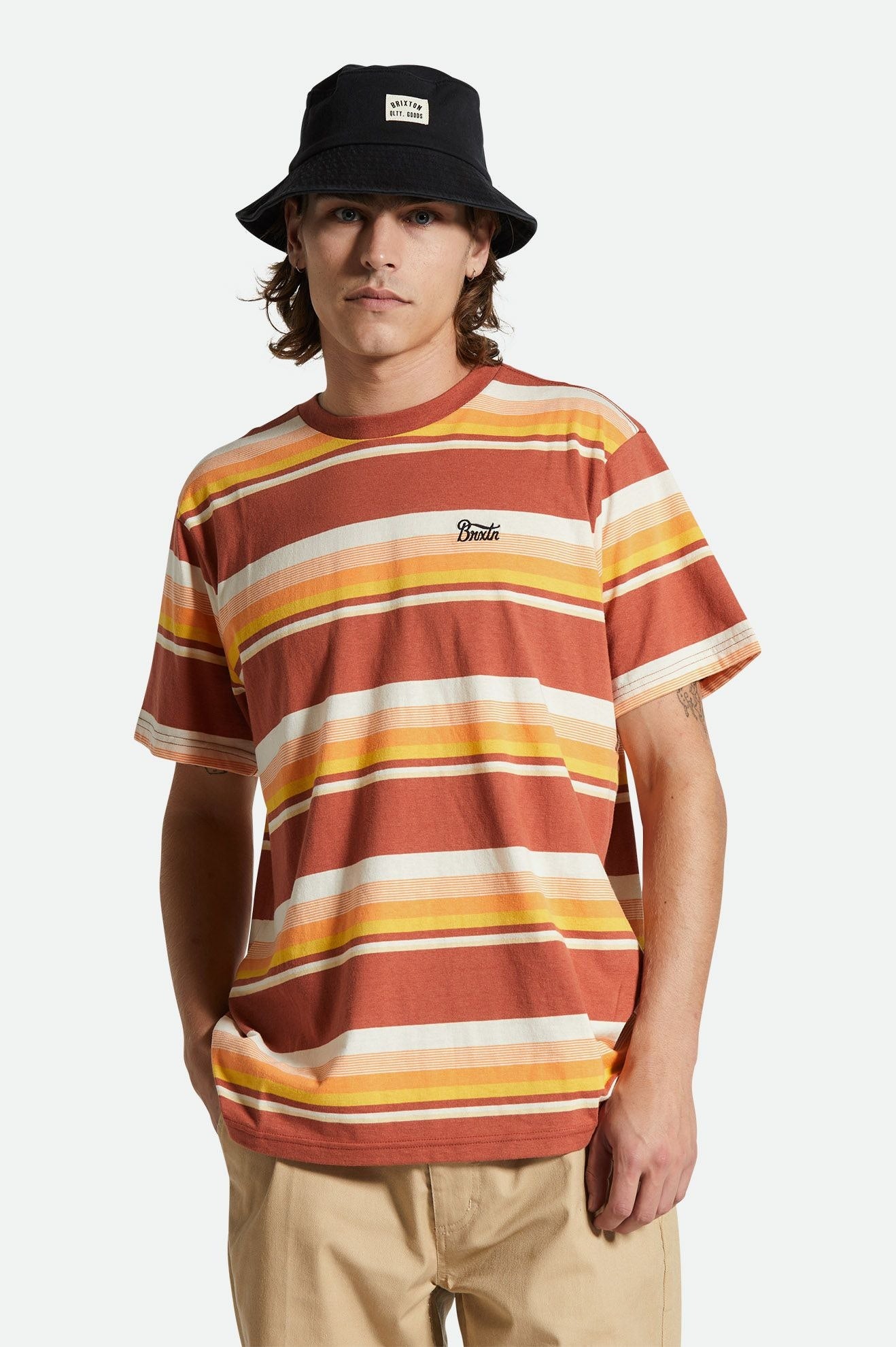 Men's Fit, Front View | Hilt Stith S/S Tee - Terracotta/Apricot/Off White