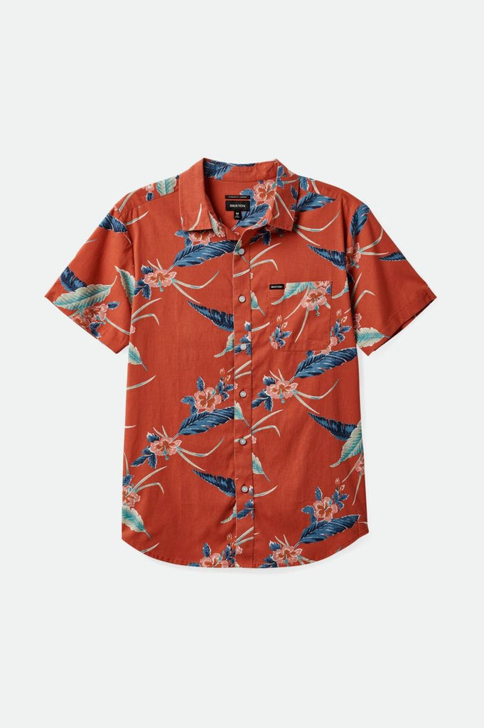 Brixton Charter Print S/S Woven Shirt - Burnt Red/Pacific Blue