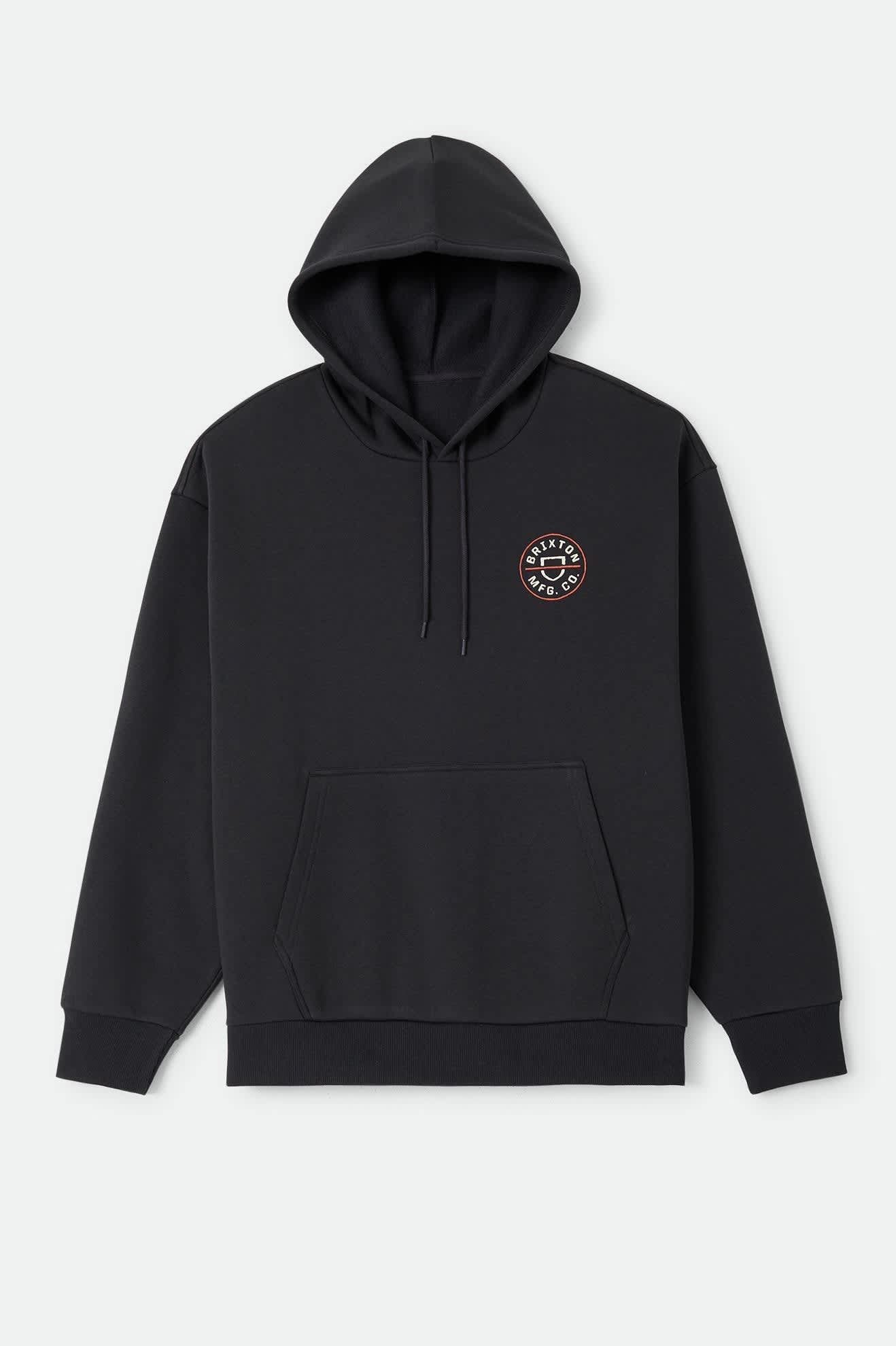 Men's Crest II Hood in the color Black - Front Product Laydown Image