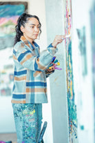 Women's Bowery Women's Soft Brushed L/S Flannel in the color Dark Denim - Additional Fit image