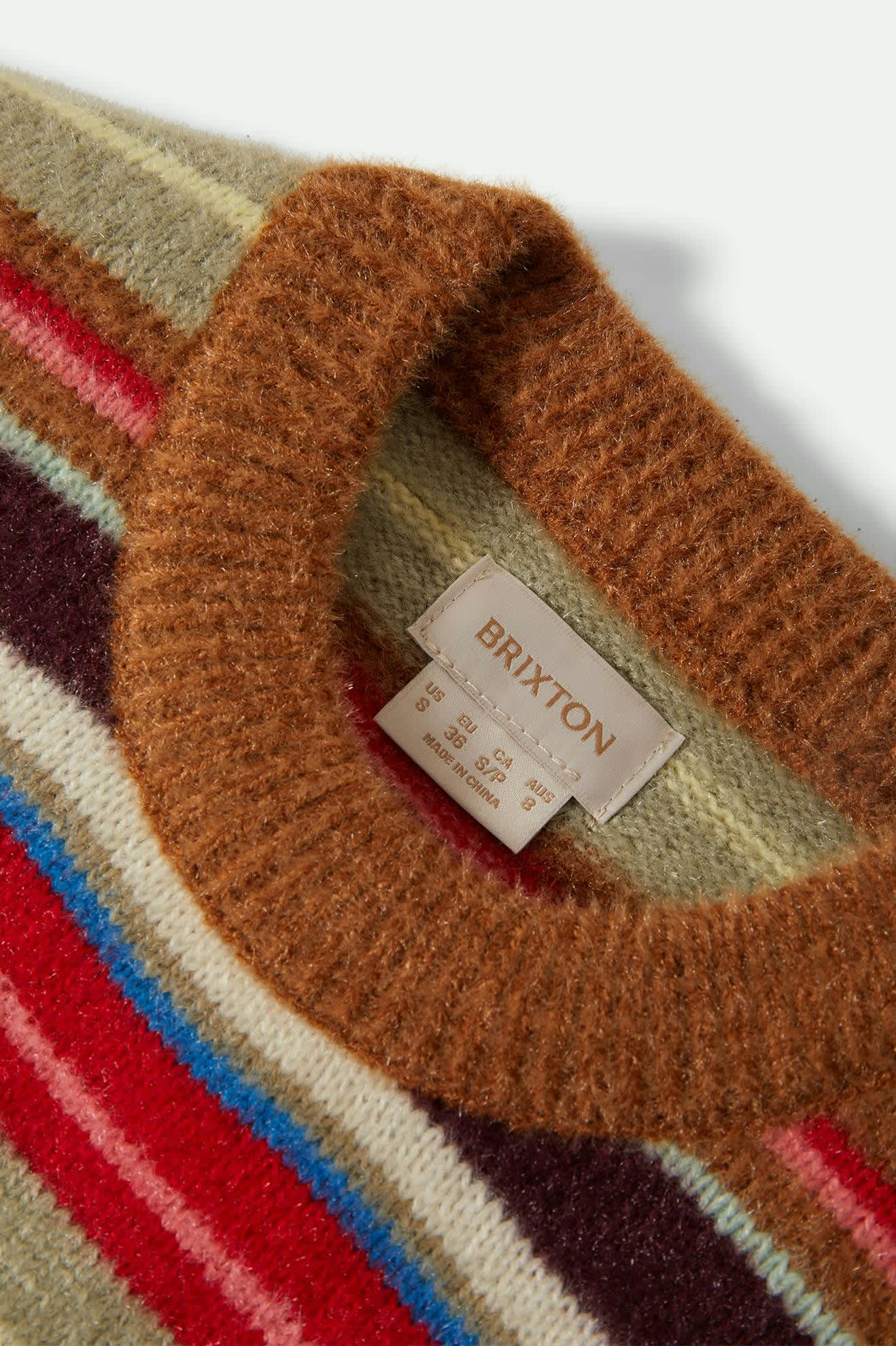 Women's Cozy Crew Sweater in the color Multi Stripe - Additional Laydown image