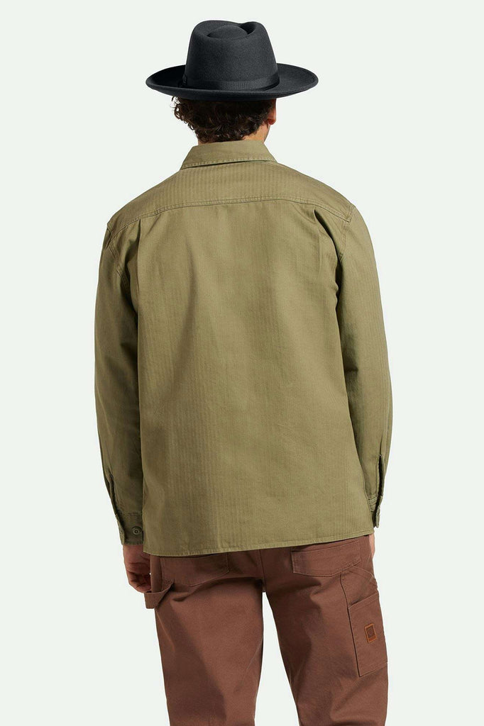 Back Fit Image | Selden L/S Overshirt - Olive Surplus Worn Wash