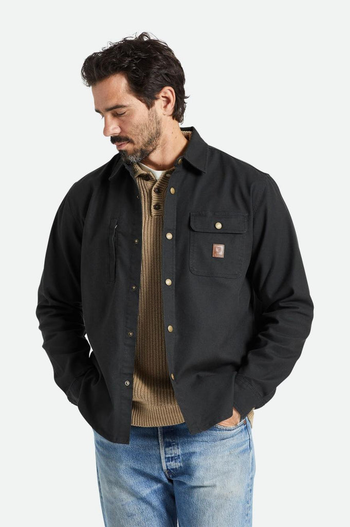 Men's Fit, Extra Shot | Builders Stretch Flannel Lined Jacket - Washed Black