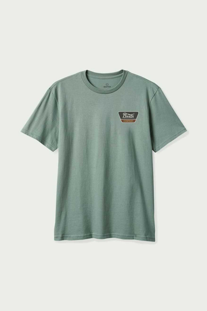 Brixton Men's Linwood S/S Standard T-Shirt - Chinois Green/Washed Black/Off White | Profile