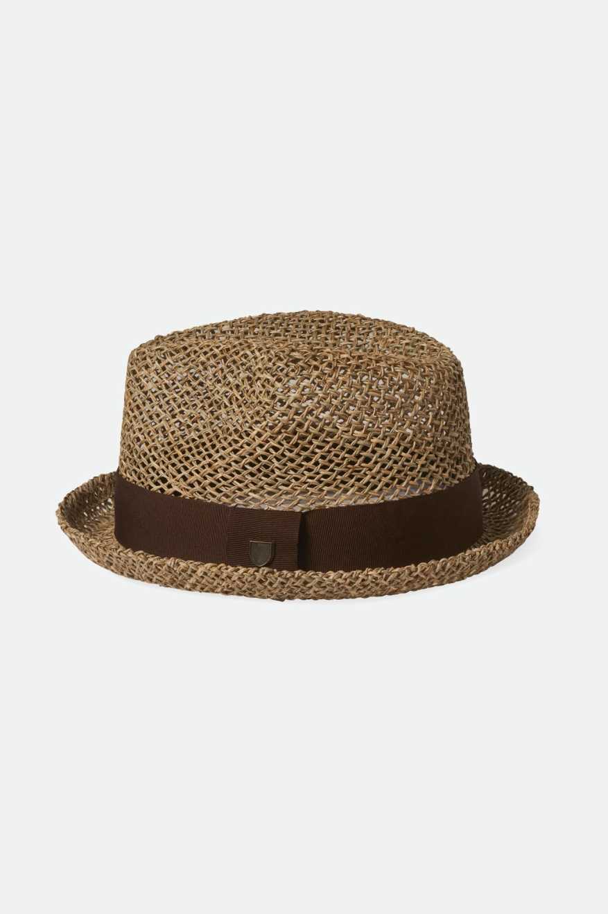 Brixton Unisex Castor Fedora - Tan/Brown Seagrass | Extra Shot