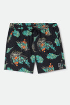 Men's Everyday Stretch Hybrid Short 7" in the color Black Floral - Front Product Laydown Image