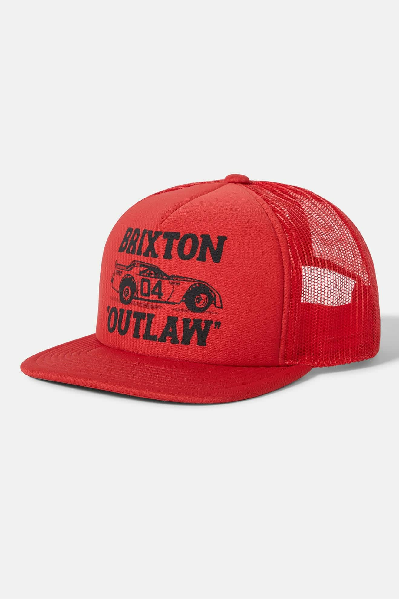 Unisex Outlaw Netplus Trucker Hat in the color Red/Red - Front Product View