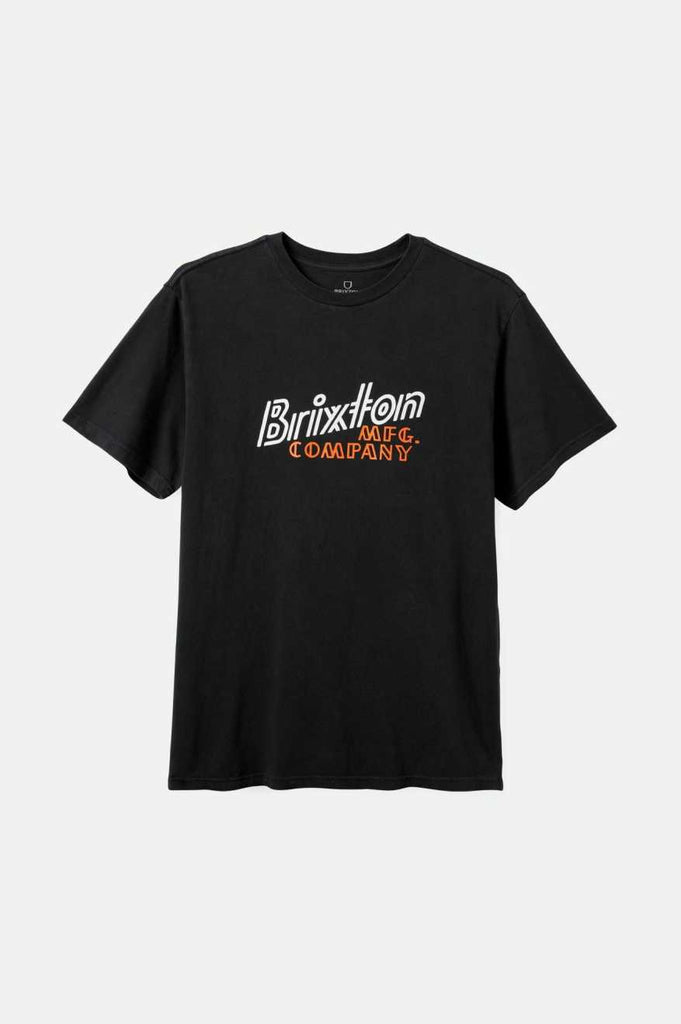 Brixton Men's Gustin S/S Standard T-Shirt - Black Worn Wash | Profile