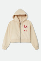 Women's Kissing Hearts Zip Hood in the color Whitecap - Front Product Laydown Image