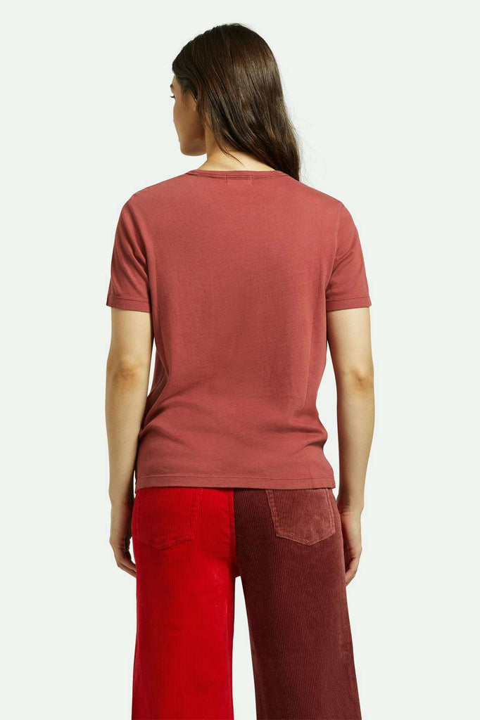 Women's Back Fit Image | Carefree Organic Garment Dye Perfect Pocket T-Shirt - Cowhide