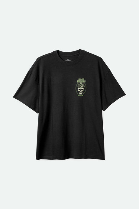 Brixton Men's Bass Brains Skull Heavyweight Relaxed T-Shirt - Black Classic Wash | Main