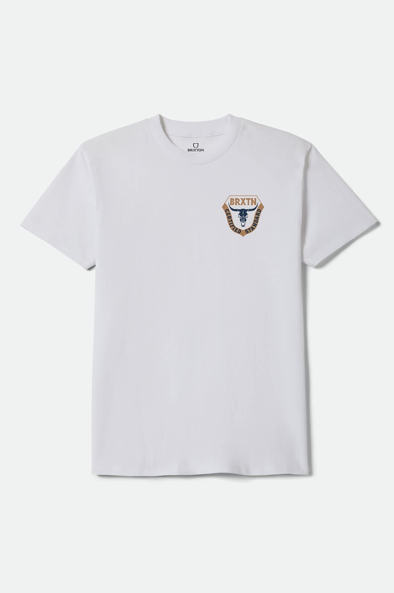 Men's Fraser Standard T-Shirt in the color White - Front Product Laydown Image