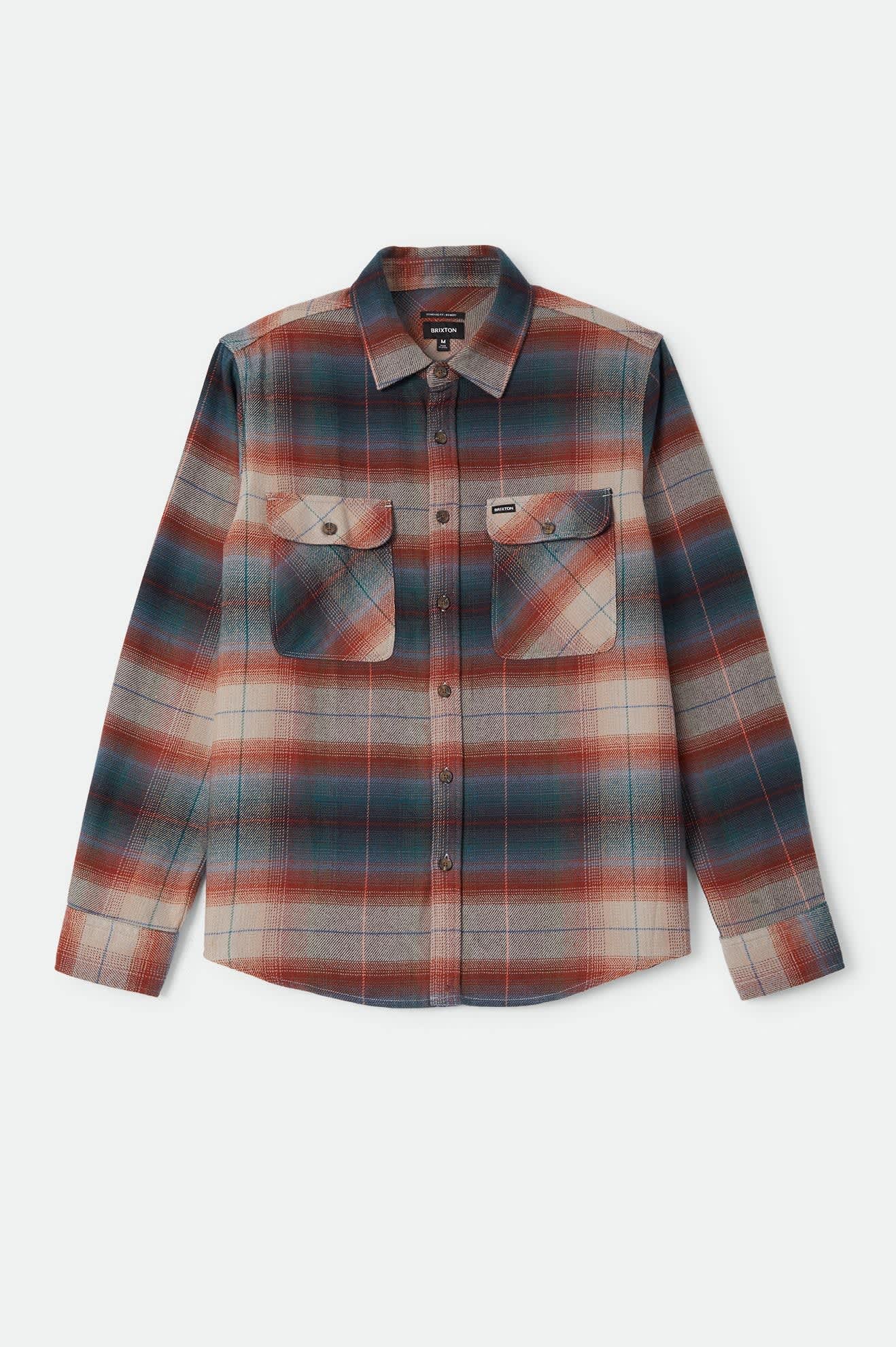 Men's Bowery Flannel in the color Multi Shadow - Front Product Laydown Image