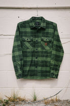 Men's Bowery Heavyweight L/S Flannel in the color Cypress Green/Black - Additional Laydown image
