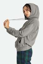 Women's Fit, Side View | Cross Loop French Terry Hoodie - Washed Black