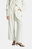 Women's Fit, Front View | Vintage Linen Blend Wide Leg Pant - Off White