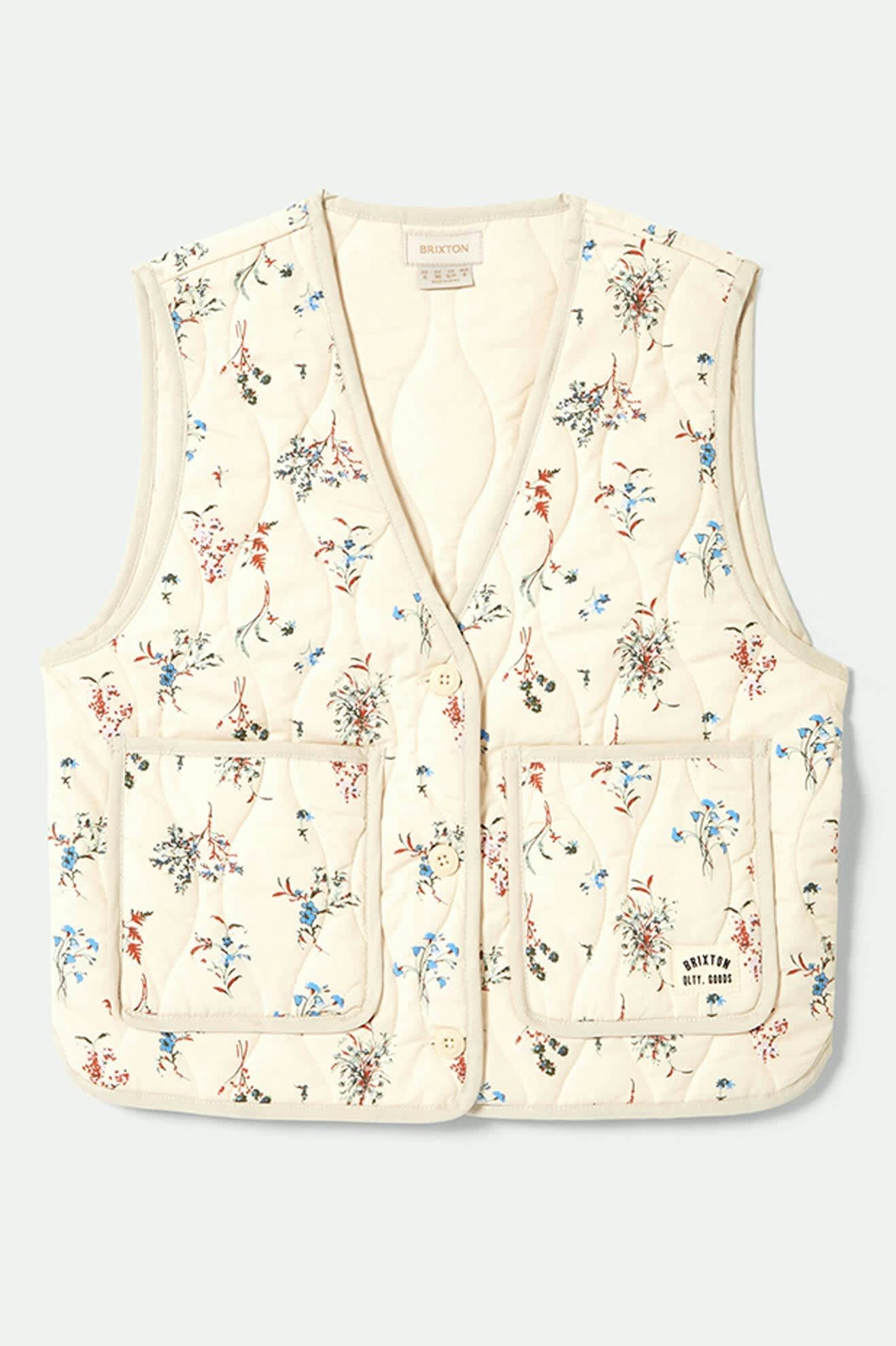 Women's Field Floral Quilted Vest in the color Whitecap/Hazelnut/Ditsy Floral - Front Product View