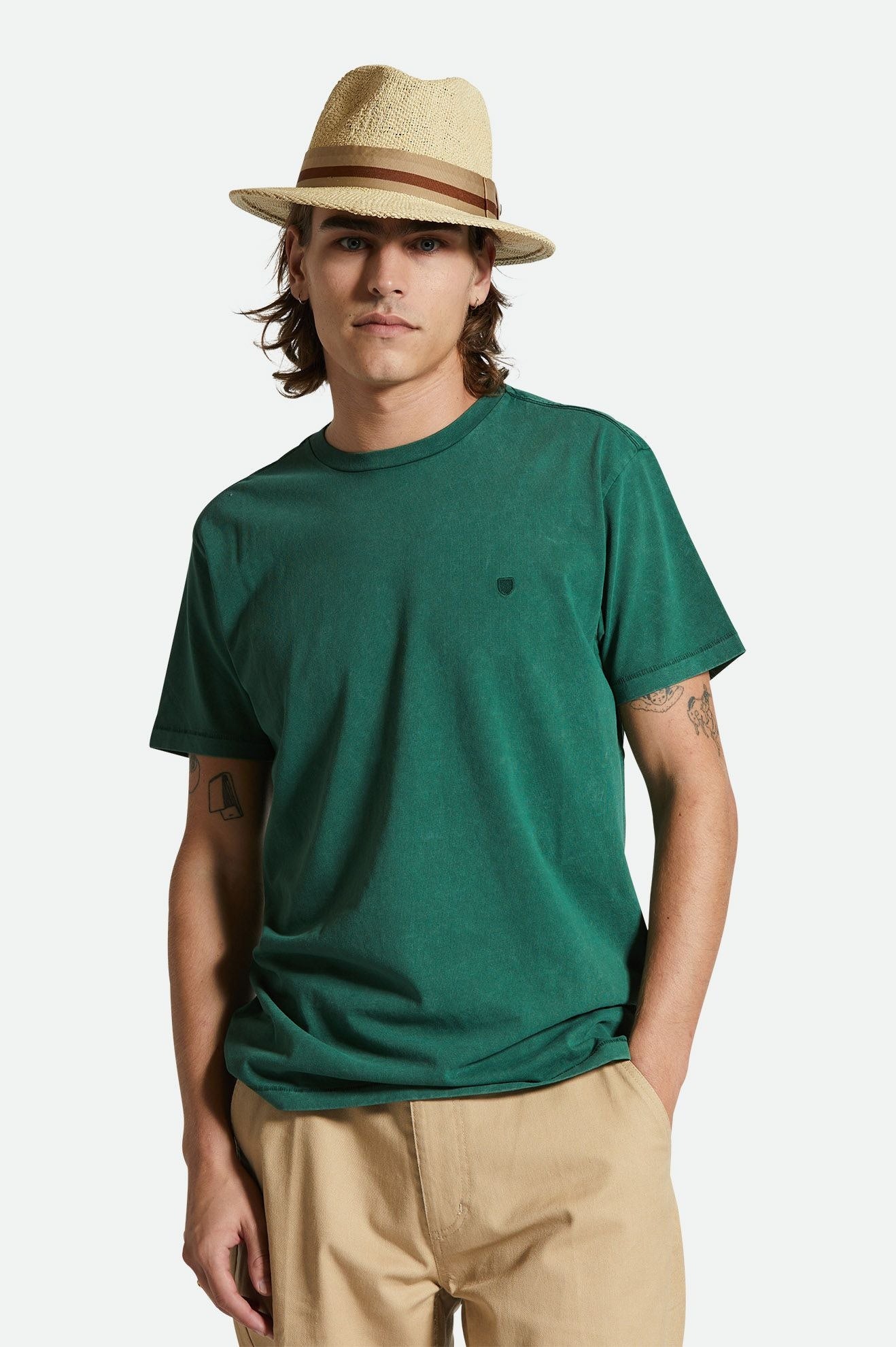 Men's Fit, Front View | Vintage Reserve S/S Tee - Trekking Green Sol Wash
