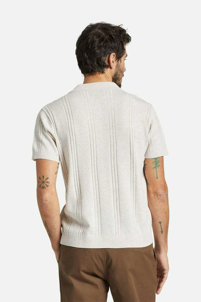 Men's Fit, Back View | Weekend Reversible Merino Wool S/S Polo - Off White
