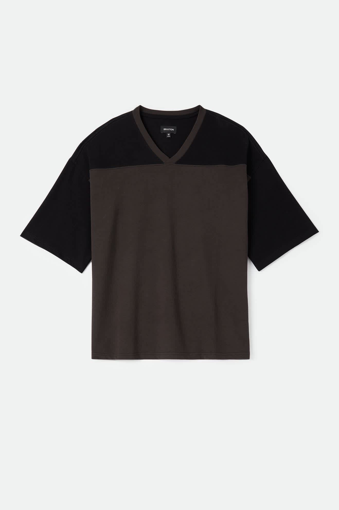 Men's Brixton Football T-Shirt in the color Black/Washed Black - Front Product Laydown Image