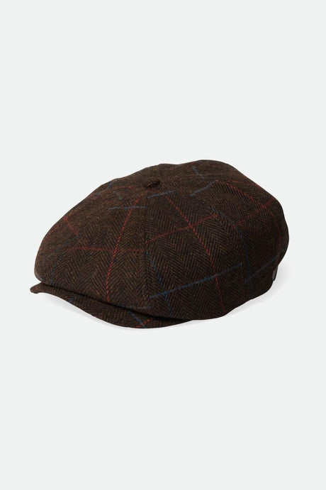 Brixton Unisex Brood Newsboy Cap - Brown/Black/Mars Red | Profile