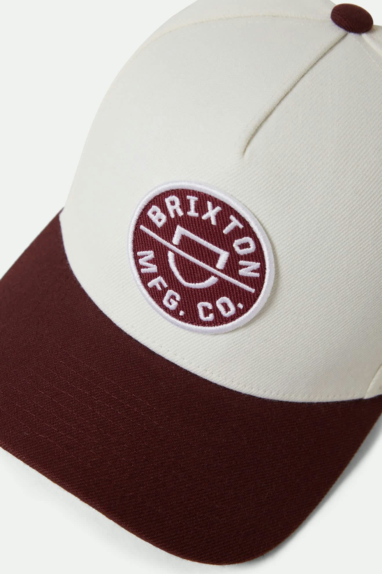 Unisex Crest Netplus Snapback in the color Port/Off White - Additional Laydown image