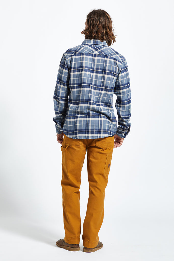 Brixton Bowery L/S Flannel - Flint Blue/Twilight Blue/Beige