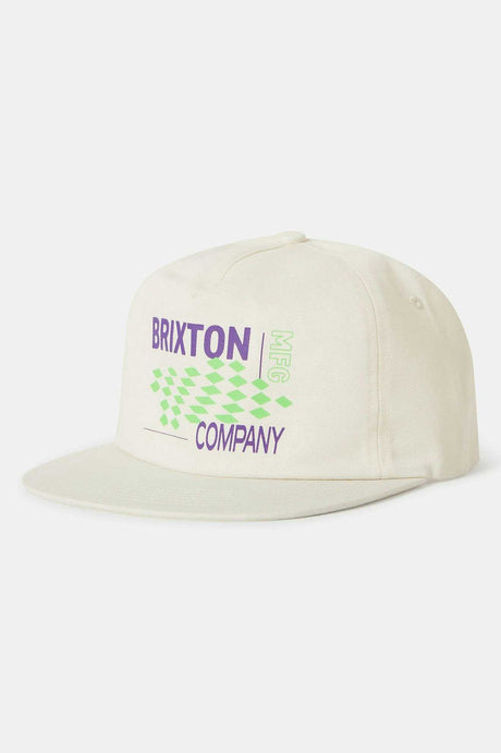 Brixton Unisex Neon Finish Line HP Snapback - White/Green/Purple | Profile