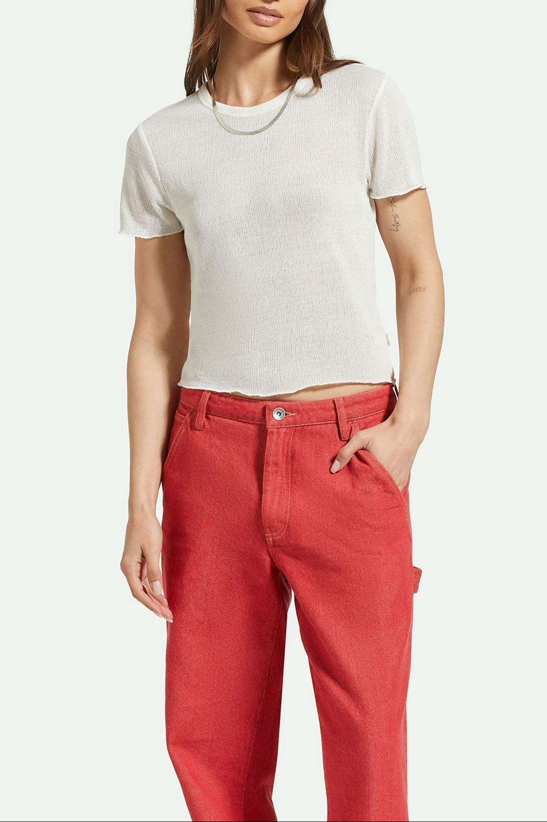 Women's Front Fit | Sheer S/S Knit Top - Off White