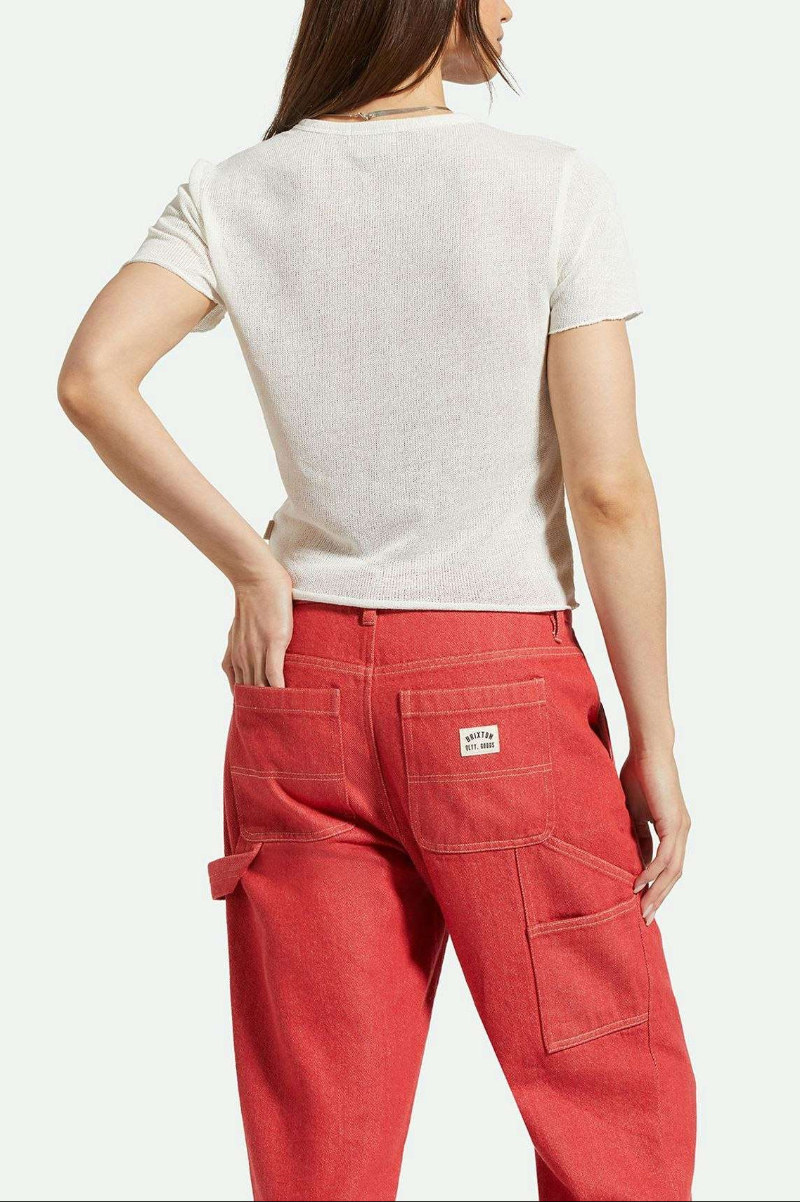 Back Fit Image | Sheer S/S Knit Top - Off White