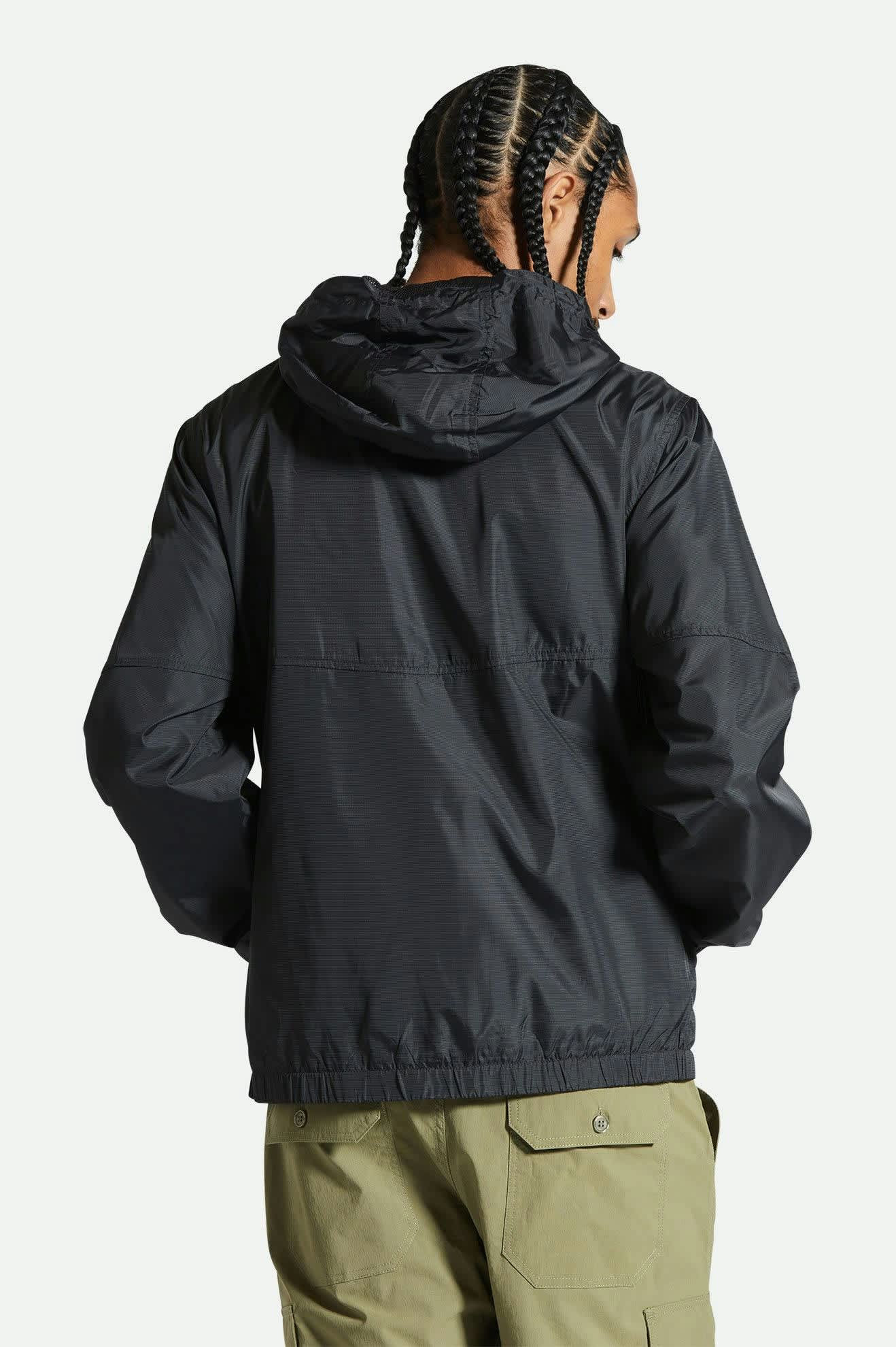 Men's Claxton Crest Lightweight Jacket in the color Black/Black - Men's Back View