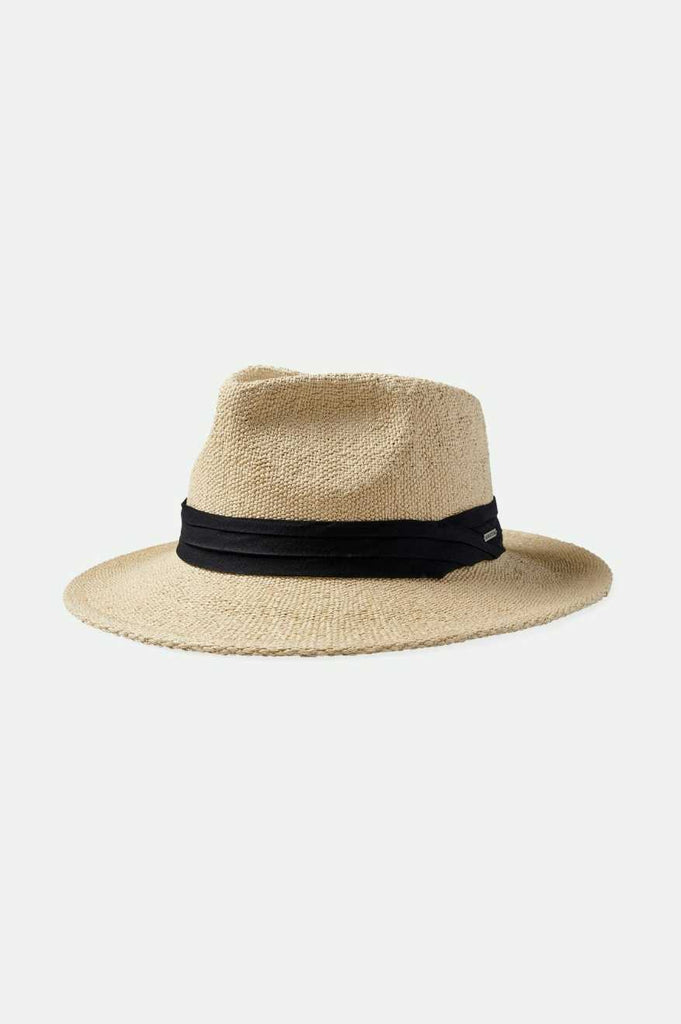 Brixton Unisex Sol Straw Fedora - Natural/Black | Profile