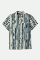 Men's CRU Slub Relaxed S/S Shirt in the color Basalt Blue/Painterly Stripe - Front Product View