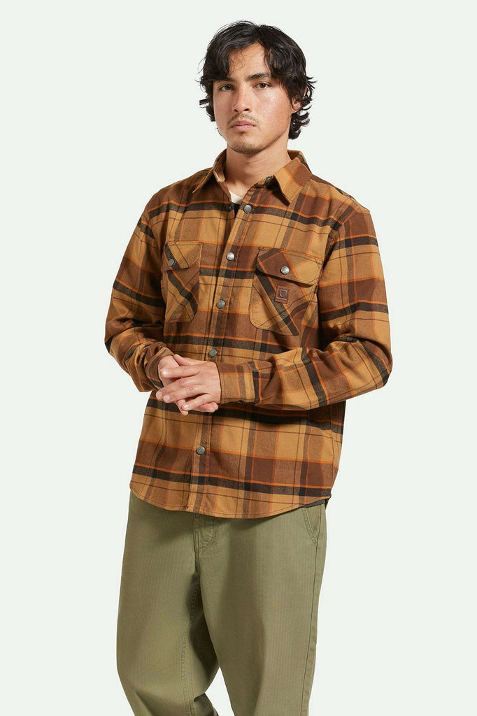 Men's Lifestyle 1 | Builders Bowery Stretch Water Resistant L/S Flannel - Burro Brown/Pinecone Brown/Black