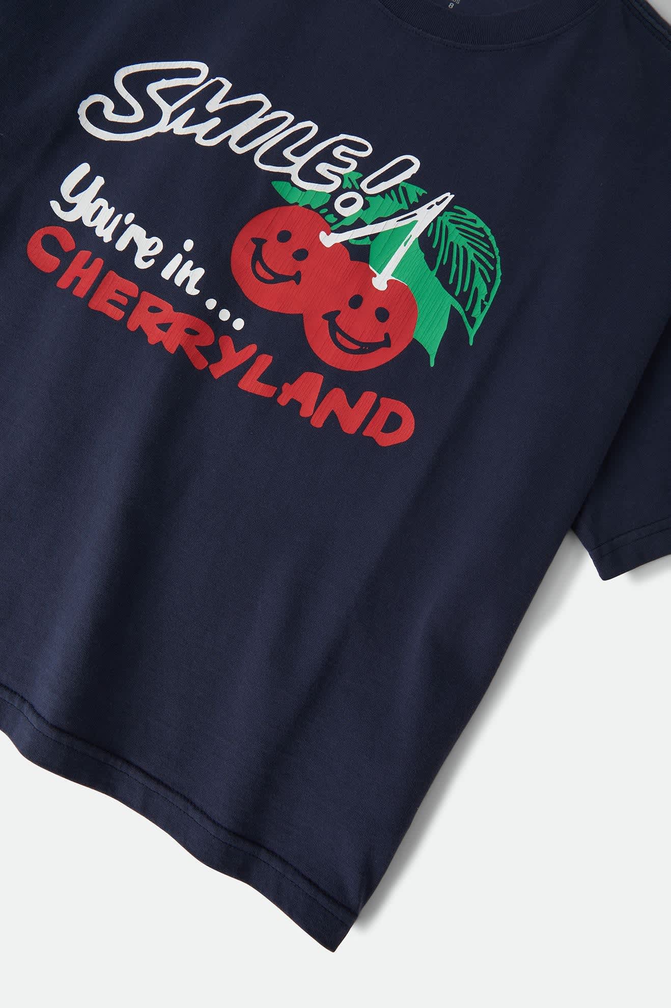 Women's Cherryland Boxy Cropped Crew in the color Washed Navy - Additional Laydown image