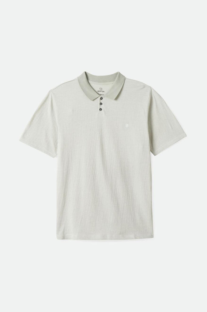 Brixton Shield Herringbone S/S Polo - Mineral Grey/Off White