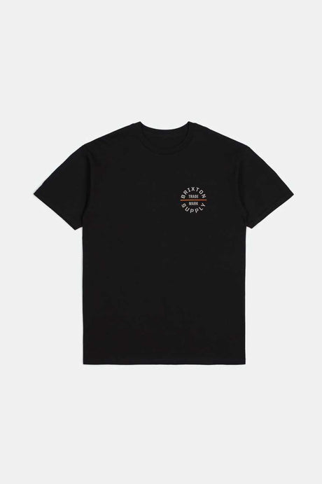 Brixton Men's Oath V S/S Standard T-Shirt - Black/Whitecap/Persimmon Ornage | Profile