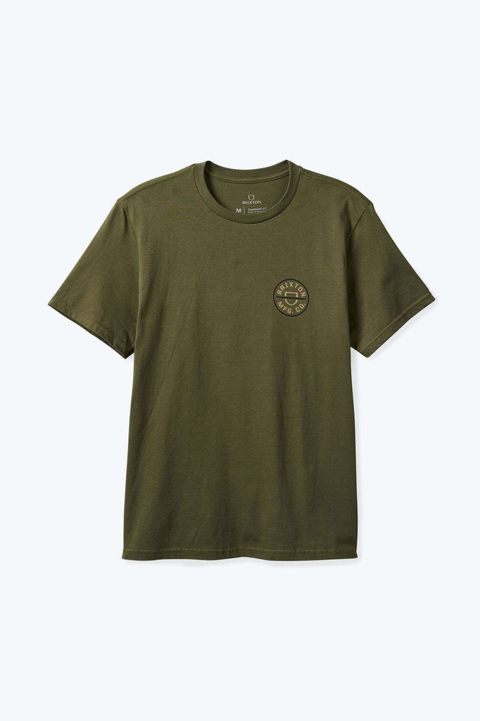 Brixton Men's Crest II S/S Standard T-Shirt - Ivy Green/Sand/Navy | Main