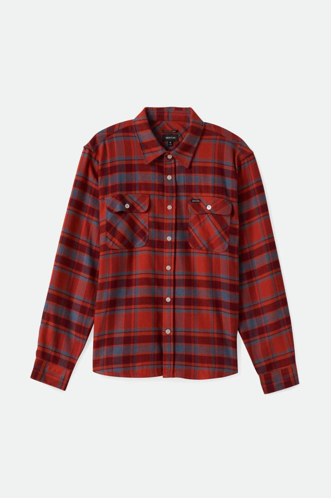 Brixton Bowery L/S Flannel - Barn Red/Flint Blue/Dark Burgundy