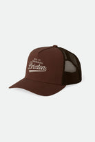 Brixton Men's Postal C Netplus MP Trucker Hat - Sepia/Sepia | Profile