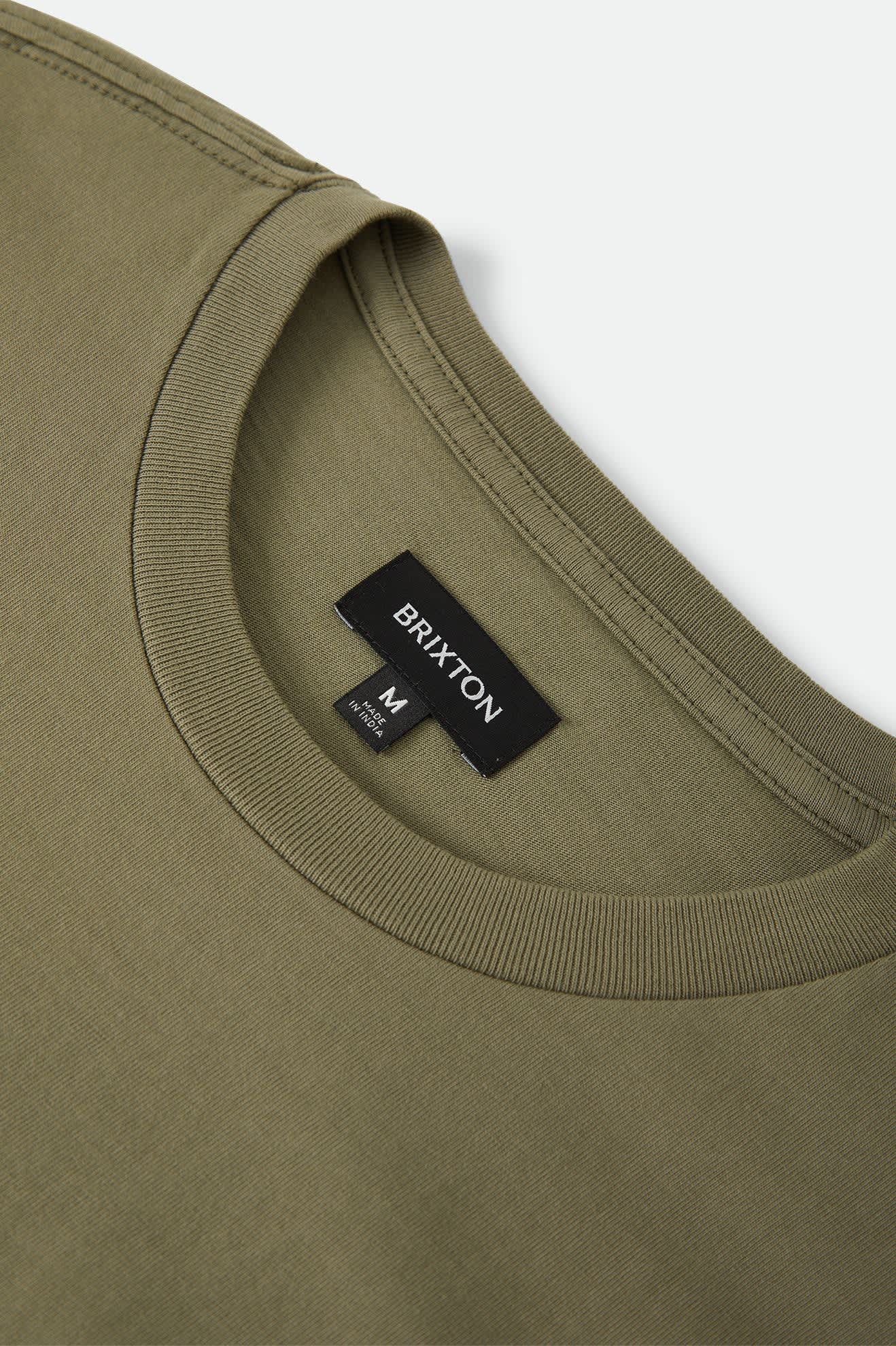 Men's Brixton Baseline Relaxed T-Shirt in the color Olive Surplus Vintage Wash - Additional Laydown image